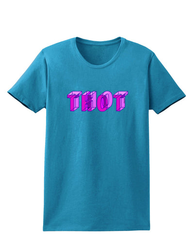 THOT Artistic Text Womens Dark T-Shirt-TooLoud-Turquoise-X-Small-Davson Sales