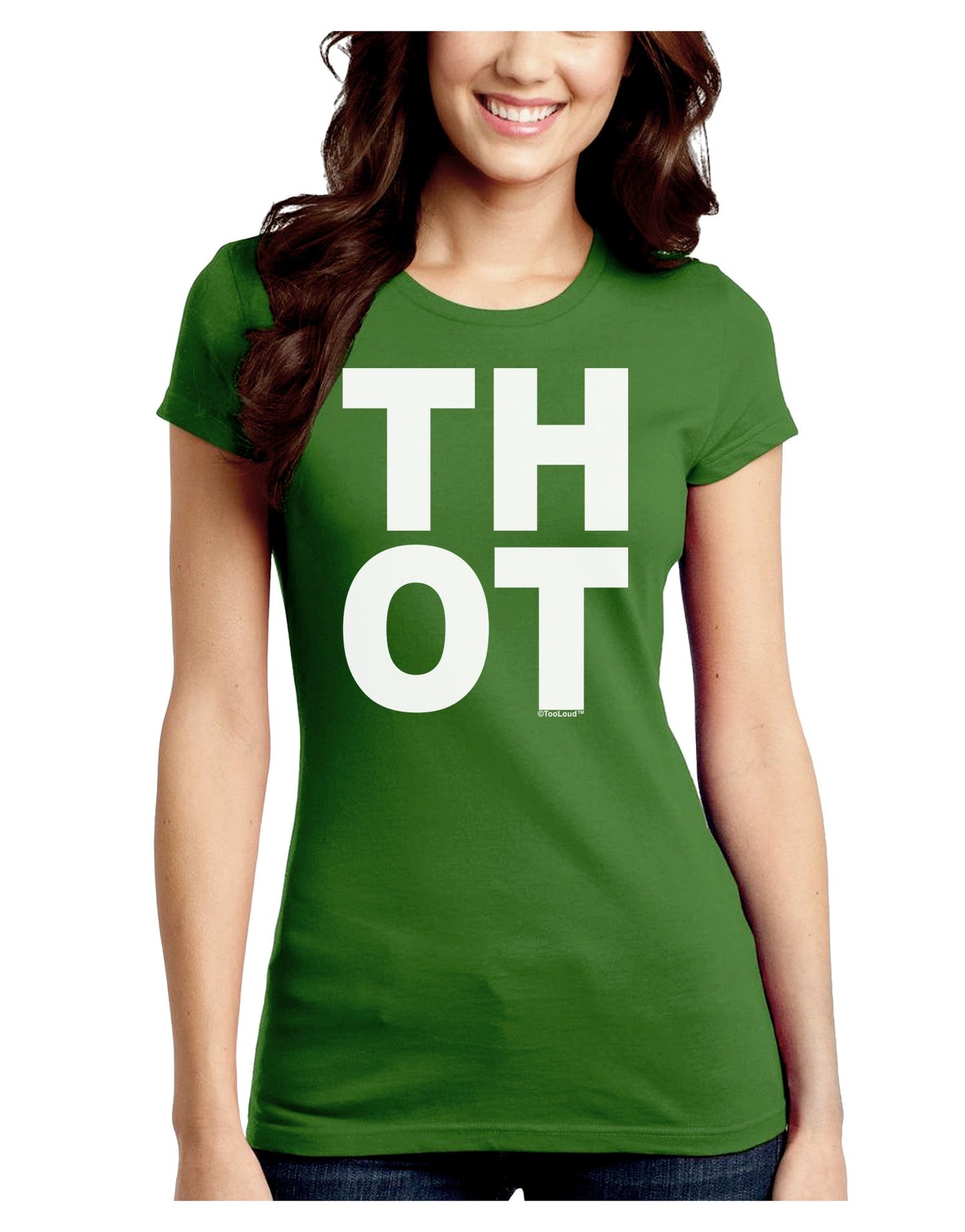 THOT Bold Text Juniors Crew Dark T-Shirt-T-Shirts Juniors Tops-TooLoud-Kiwi-Green-Juniors Fitted Small-Davson Sales