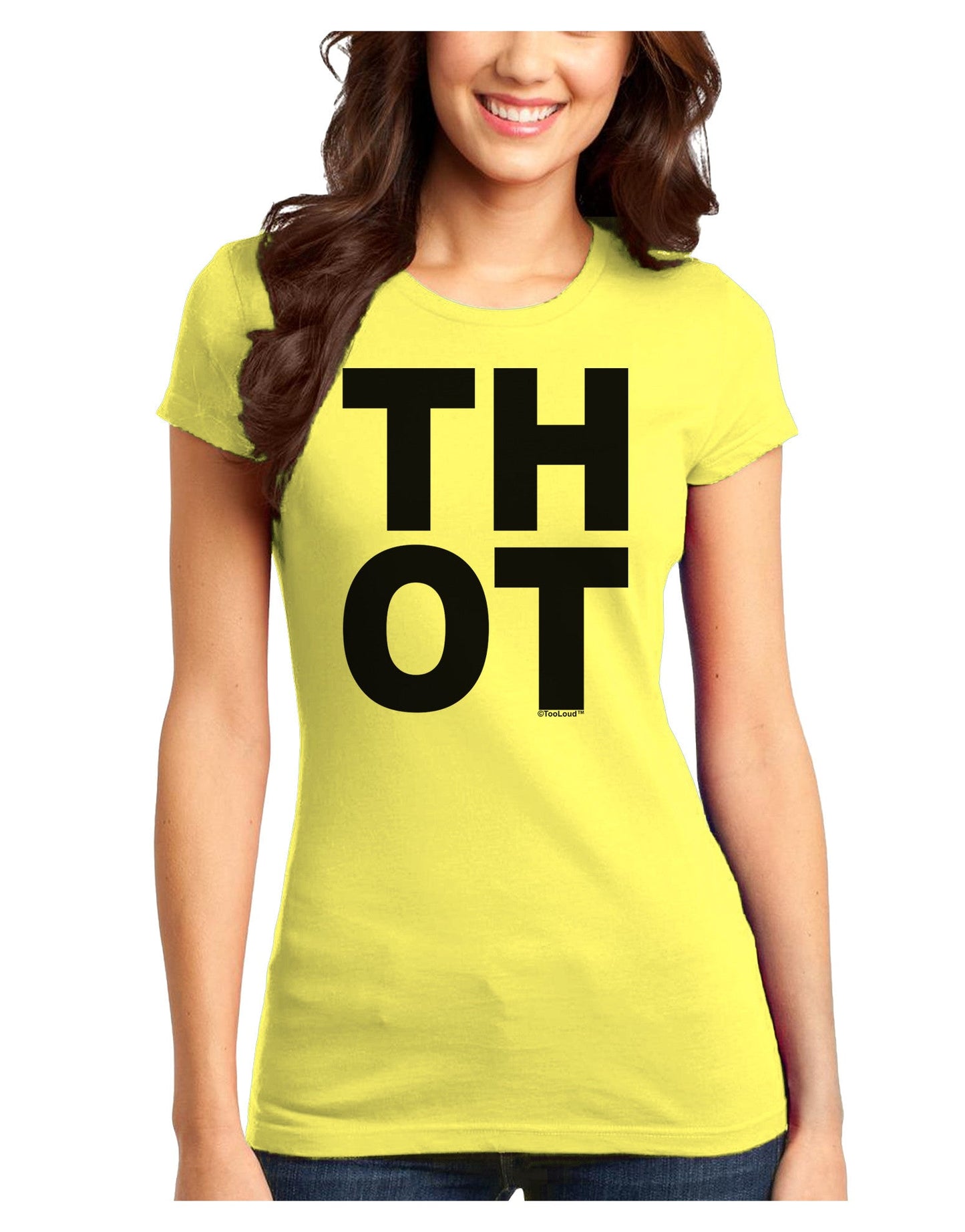 THOT Bold Text Juniors T-Shirt-Womens Juniors T-Shirt-TooLoud-Yellow-Juniors Fitted X-Small-Davson Sales
