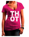 THOT Bold Text Juniors V-Neck Dark T-Shirt-Womens V-Neck T-Shirts-TooLoud-Hot-Pink-Juniors Fitted Small-Davson Sales