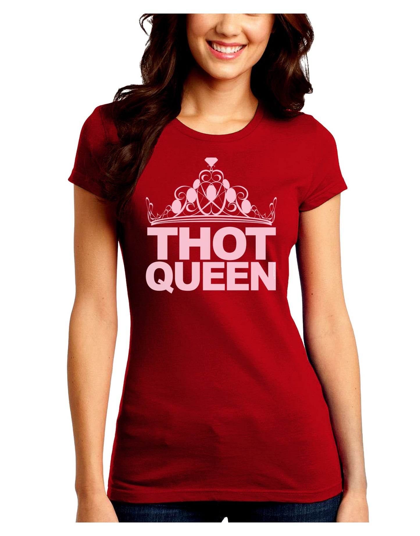 THOT Queen Juniors Crew Dark T-Shirt-T-Shirts Juniors Tops-TooLoud-Red-Juniors Fitted Small-Davson Sales