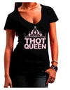 THOT Queen Juniors V-Neck Dark T-Shirt-Womens V-Neck T-Shirts-TooLoud-Black-Juniors Fitted Small-Davson Sales