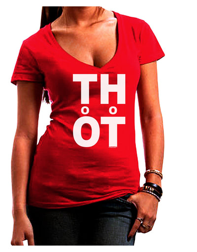 THOT Too Hot Juniors V-Neck Dark T-Shirt-Womens V-Neck T-Shirts-TooLoud-Red-Juniors Fitted Small-Davson Sales