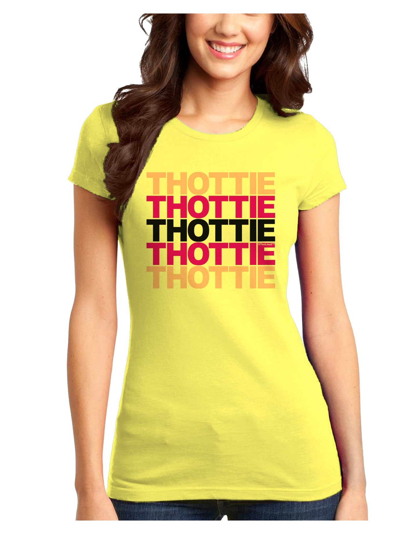 THOTTIE Juniors T-Shirt-Womens Juniors T-Shirt-TooLoud-Yellow-Juniors Fitted X-Small-Davson Sales