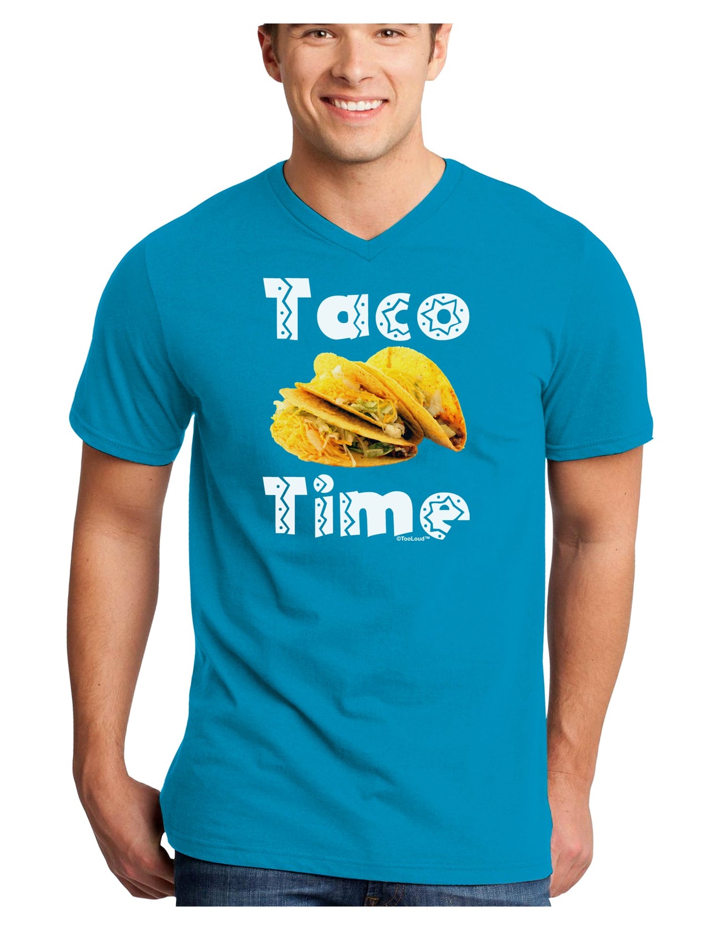 Taco Time - Mexican Food Design Adult Dark V-Neck T-Shirt by TooLoud-Mens V-Neck T-Shirt-TooLoud-Turquoise-Small-Davson Sales
