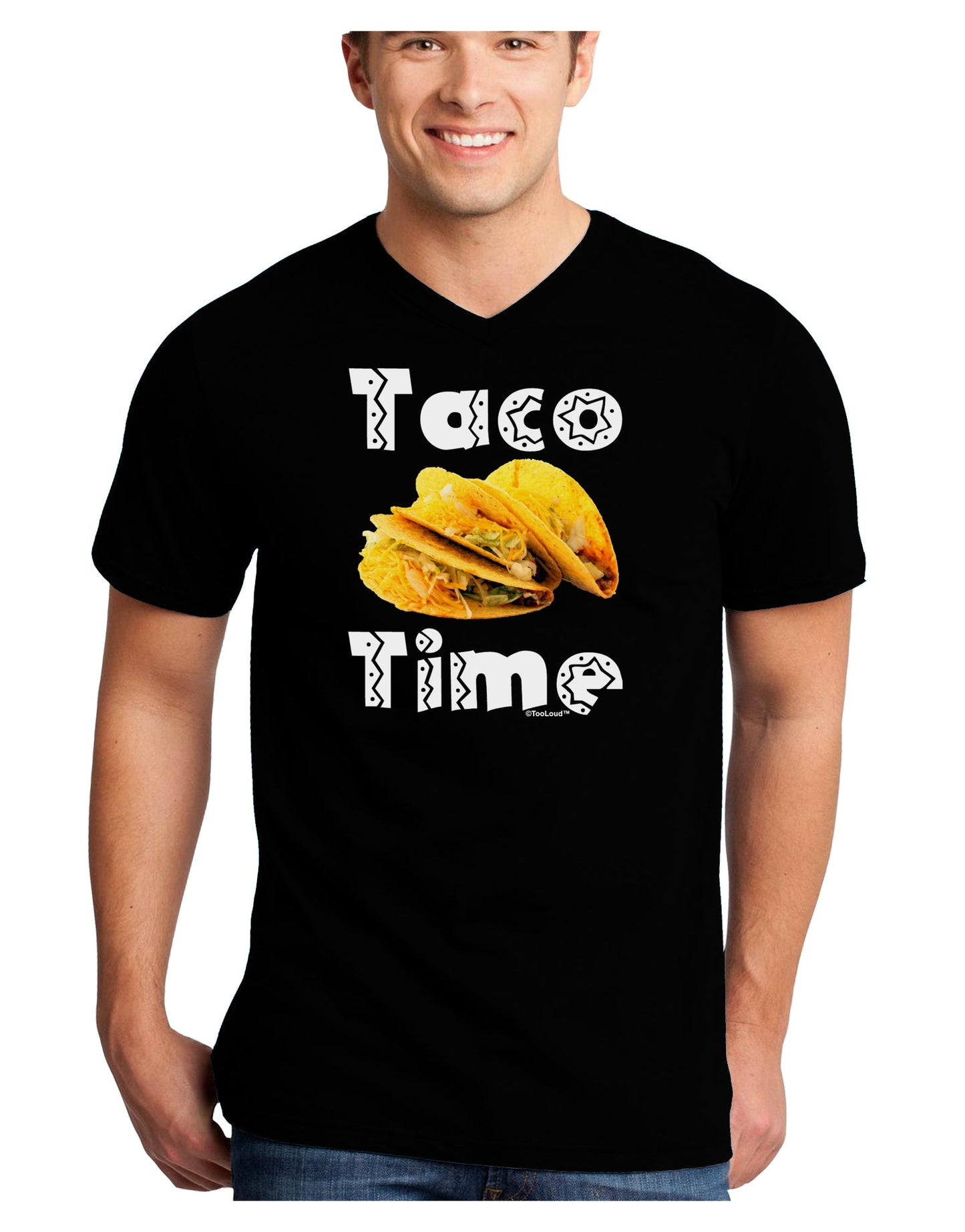 Taco Time - Mexican Food Design Adult Dark V-Neck T-Shirt by TooLoud-Mens V-Neck T-Shirt-TooLoud-Black-Small-Davson Sales