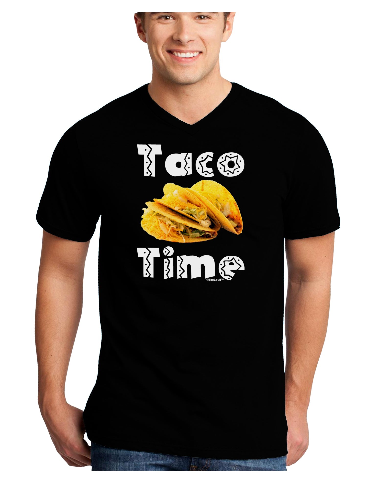 Taco Time - Mexican Food Design Adult Dark V-Neck T-Shirt by TooLoud-Mens V-Neck T-Shirt-TooLoud-Black-Small-Davson Sales