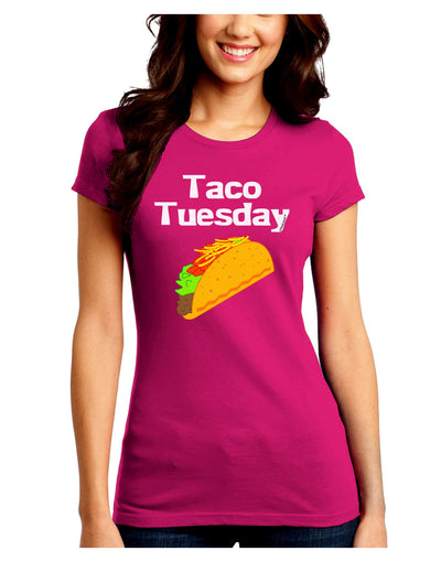 Taco Tuesday Design Juniors Crew Dark T-Shirt by TooLoud-T-Shirts Juniors Tops-TooLoud-Hot-Pink-Juniors Fitted Small-Davson Sales