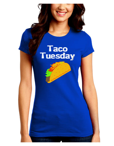 Taco Tuesday Design Juniors Crew Dark T-Shirt by TooLoud-T-Shirts Juniors Tops-TooLoud-Royal-Blue-Juniors Fitted Small-Davson Sales