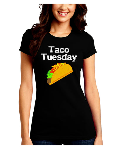 Taco Tuesday Design Juniors Crew Dark T-Shirt by TooLoud-T-Shirts Juniors Tops-TooLoud-Black-Juniors Fitted Small-Davson Sales