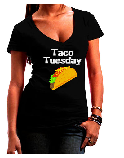 Taco Tuesday Design Juniors V-Neck Dark T-Shirt by TooLoud-Womens V-Neck T-Shirts-TooLoud-Black-Juniors Fitted Small-Davson Sales