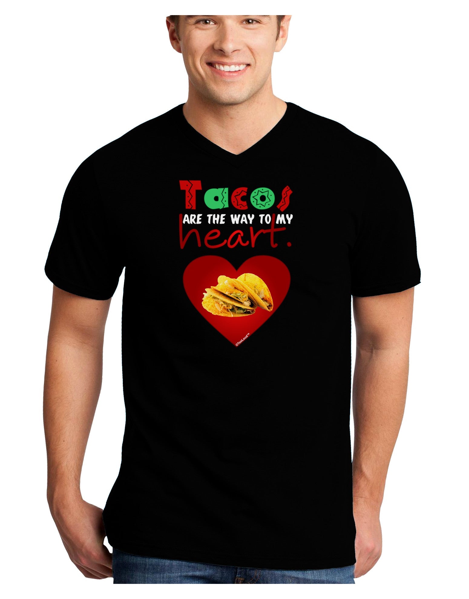 Tacos Are the Way To My Heart Adult Dark V-Neck T-Shirt-TooLoud-Black-Small-Davson Sales