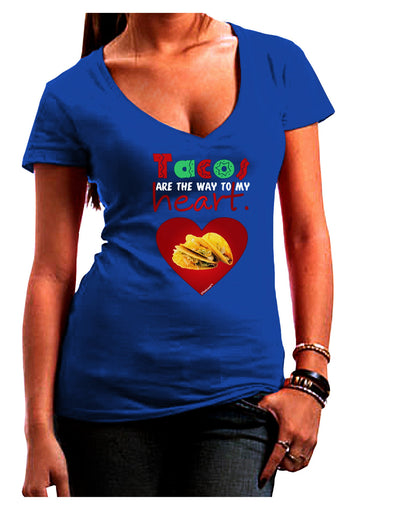 Tacos Are the Way To My Heart Womens V-Neck Dark T-Shirt-Womens V-Neck T-Shirts-TooLoud-Royal-Blue-Juniors Fitted Small-Davson Sales