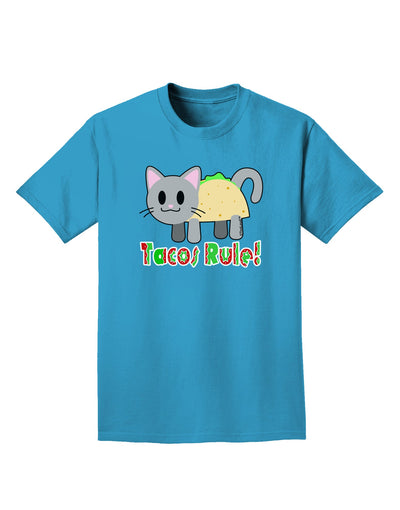 Tacos Rule Taco Cat Design Adult Dark T-Shirt by TooLoud-Mens T-Shirt-TooLoud-Turquoise-Small-Davson Sales