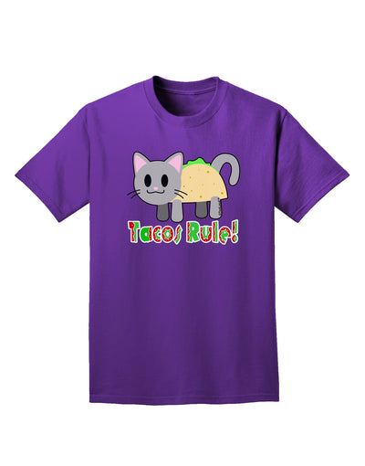 Tacos Rule Taco Cat Design Adult Dark T-Shirt by TooLoud-Mens T-Shirt-TooLoud-Purple-Small-Davson Sales