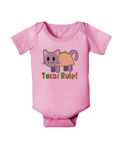 Tacos Rule Taco Cat Design Baby Romper Bodysuit by TooLoud-Baby Romper-TooLoud-Light-Pink-06-Months-Davson Sales