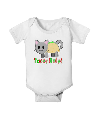 Tacos Rule Taco Cat Design Baby Romper Bodysuit by TooLoud-Baby Romper-TooLoud-White-06-Months-Davson Sales