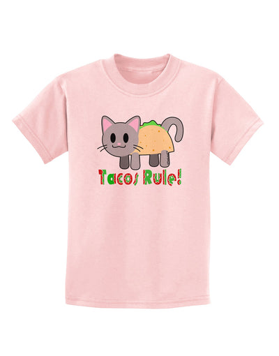 Tacos Rule Taco Cat Design Childrens T-Shirt by TooLoud-Childrens T-Shirt-TooLoud-PalePink-X-Small-Davson Sales