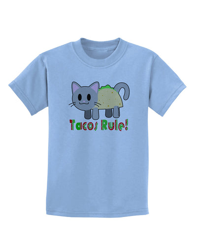 Tacos Rule Taco Cat Design Childrens T-Shirt by TooLoud-Childrens T-Shirt-TooLoud-Light-Blue-X-Small-Davson Sales