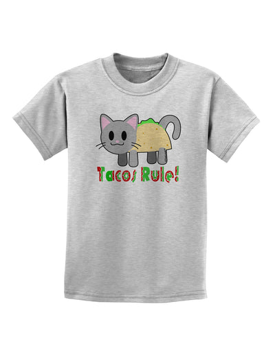 Tacos Rule Taco Cat Design Childrens T-Shirt by TooLoud-Childrens T-Shirt-TooLoud-AshGray-X-Small-Davson Sales