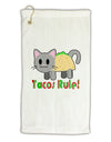 Tacos Rule Taco Cat Design Micro Terry Gromet Golf Towel 16 x 25 inch by TooLoud-Golf Towel-TooLoud-White-Davson Sales