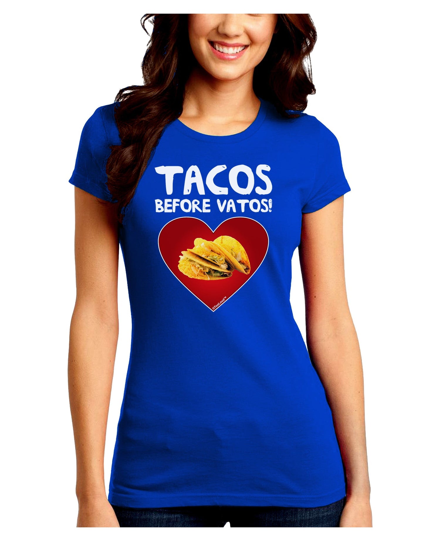 Tacos before Vatos Juniors Petite Crew Dark T-Shirt-T-Shirts Juniors Tops-TooLoud-Royal-Blue-Juniors Fitted Small-Davson Sales