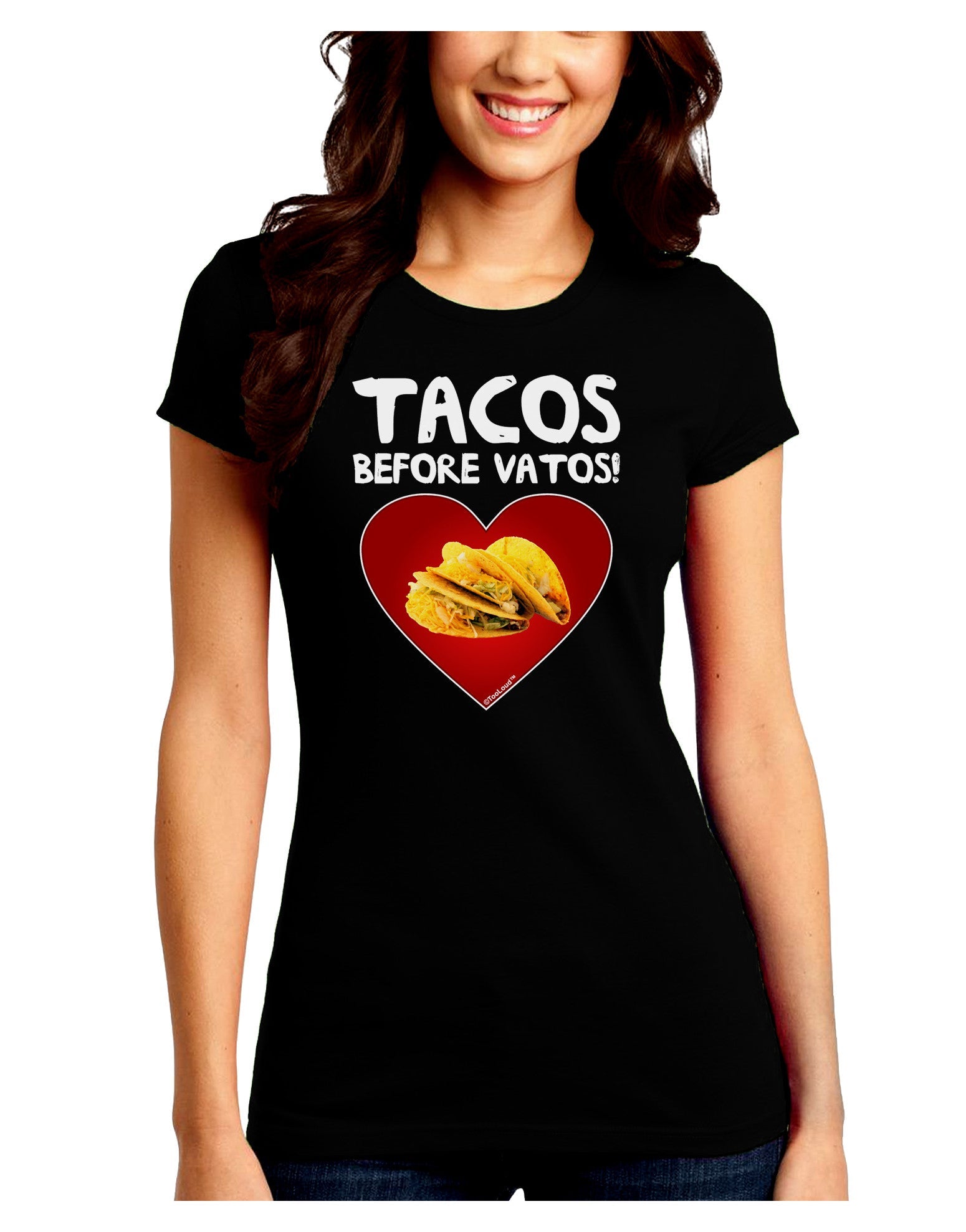 Tacos before Vatos Juniors Petite Crew Dark T-Shirt-T-Shirts Juniors Tops-TooLoud-Black-Juniors Fitted Small-Davson Sales