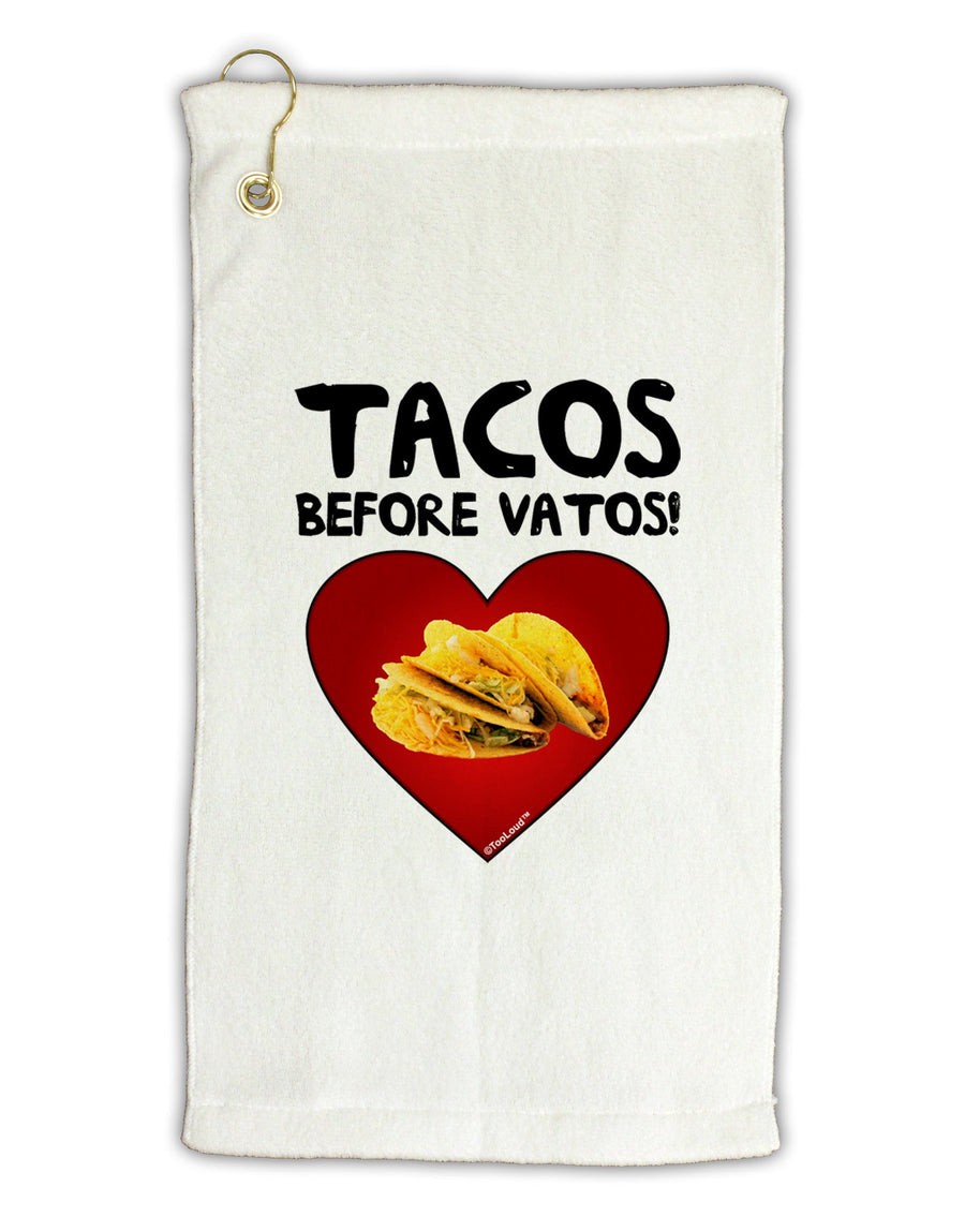 Tacos before Vatos Micro Terry Gromet Golf Towel 16 x 25 inch by TooLoud-Golf Towel-TooLoud-White-Davson Sales