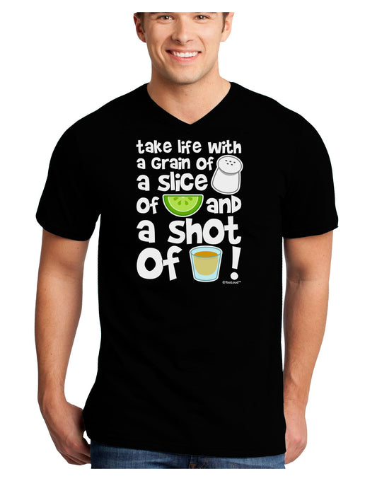 Take Life with a Grain of Salt and a Shot of Tequila Adult Dark V-Neck T-Shirt by TooLoud-Mens V-Neck T-Shirt-TooLoud-Black-Small-Davson Sales