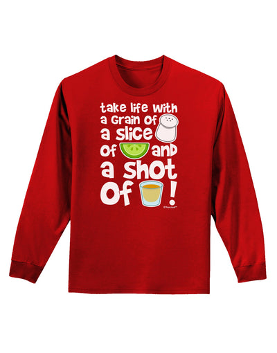 Take Life with a Grain of Salt and a Shot of Tequila Adult Long Sleeve Dark T-Shirt by TooLoud-TooLoud-Red-Small-Davson Sales