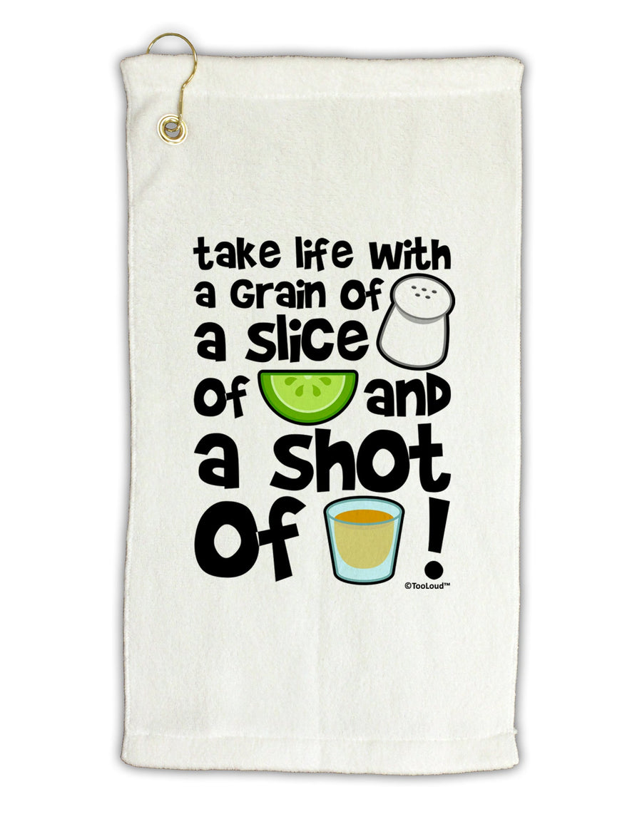 Take Life with a Grain of Salt and a Shot of Tequila Micro Terry Gromet Golf Towel 16 x 25 inch by TooLoud-Golf Towel-TooLoud-White-Davson Sales