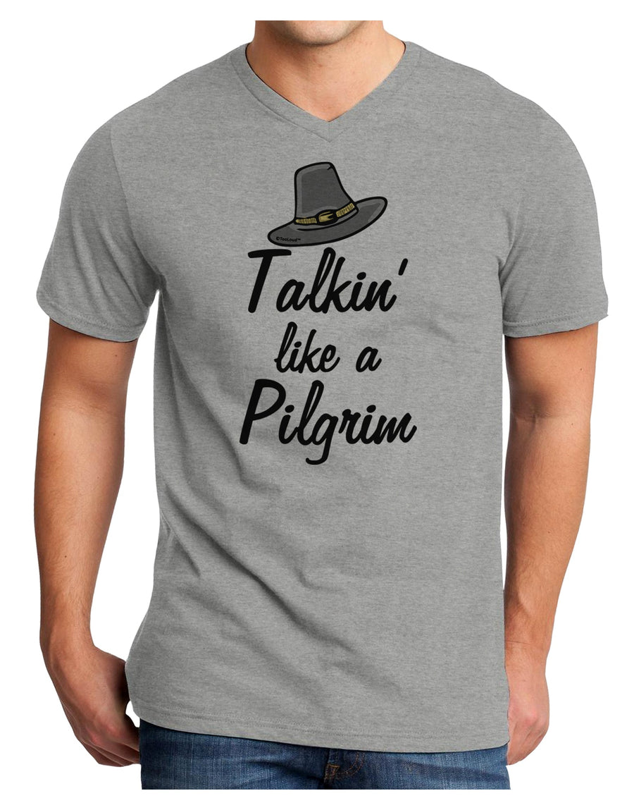 Talkin Like a Pilgrim Adult V-Neck T-shirt White 4XL Tooloud