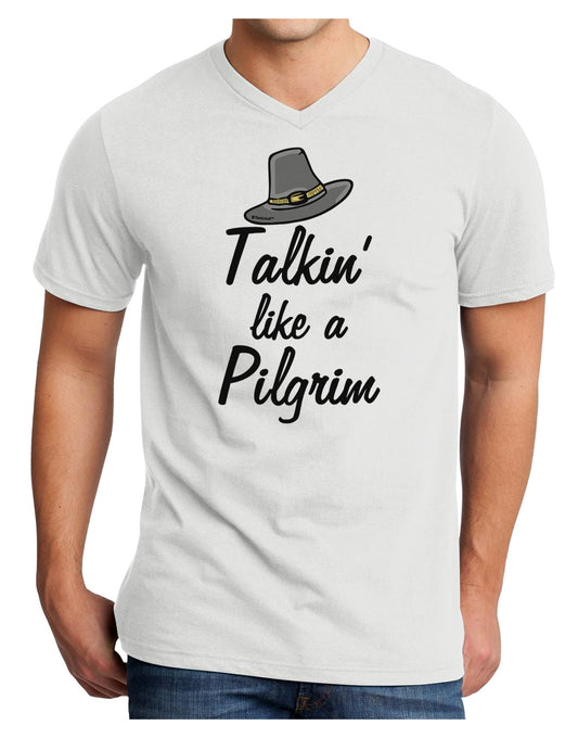 Talkin Like a Pilgrim Adult V-Neck T-shirt-Mens T-Shirt-TooLoud-White-Small-Davson Sales