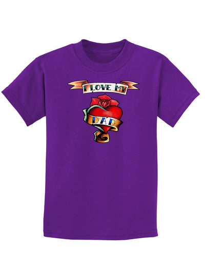 Tattoo Heart I Love My Dad Childrens Dark T-Shirt-Childrens T-Shirt-TooLoud-Purple-X-Small-Davson Sales