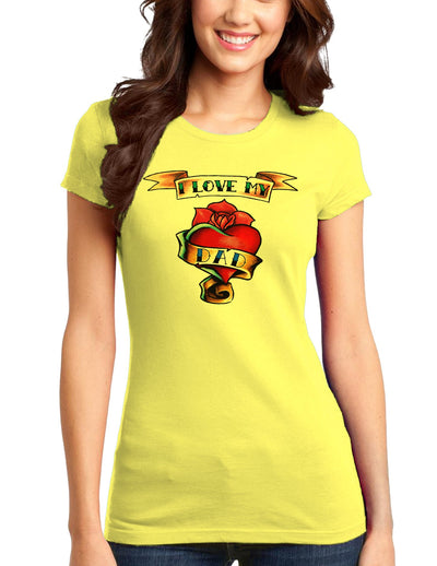 Tattoo Heart I Love My Dad Juniors T-Shirt-Womens Juniors T-Shirt-TooLoud-Yellow-Small-Davson Sales