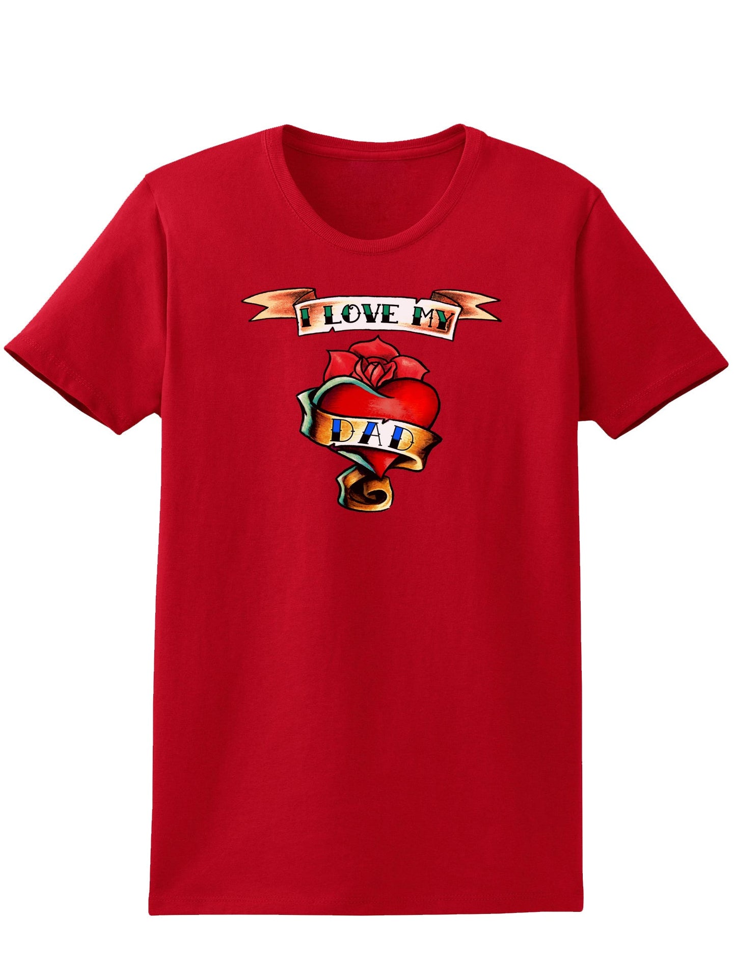 Tattoo Heart I Love My Dad Womens Dark T-Shirt-TooLoud-Red-X-Small-Davson Sales