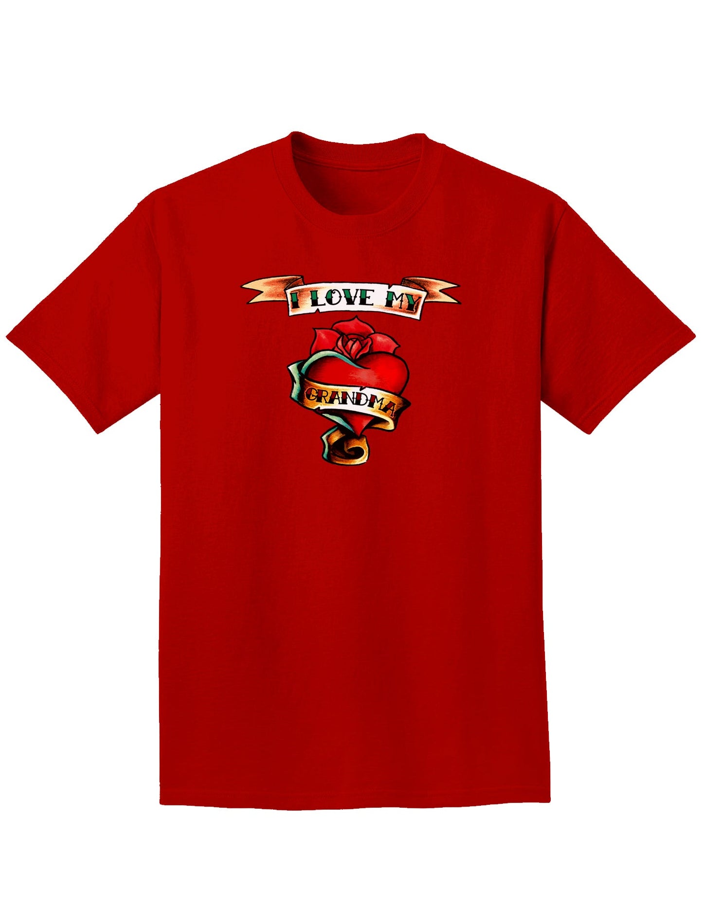 Tattoo Heart I Love My Grandma Adult Dark T-Shirt-Mens T-Shirt-TooLoud-Red-Small-Davson Sales