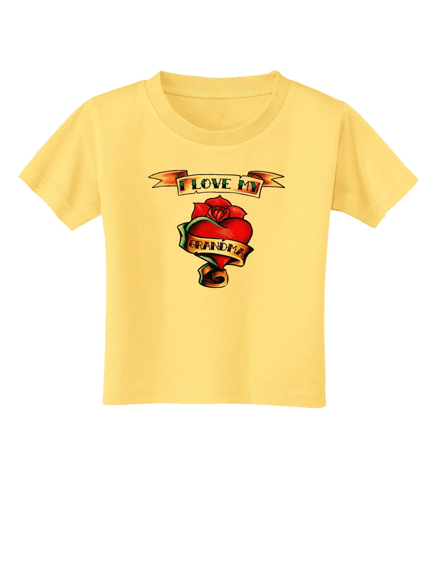 Tattoo Heart I Love My Grandma Toddler T-Shirt-Toddler T-Shirt-TooLoud-Daffodil-Yellow-2T-Davson Sales