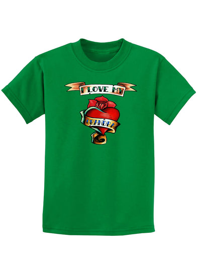 Tattoo Heart I Love My Grandpa Childrens Dark T-Shirt-Childrens T-Shirt-TooLoud-Kelly-Green-X-Small-Davson Sales