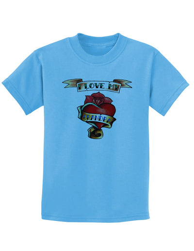 Tattoo Heart I Love My Grandpa Childrens T-Shirt-Childrens T-Shirt-TooLoud-Aquatic-Blue-X-Small-Davson Sales