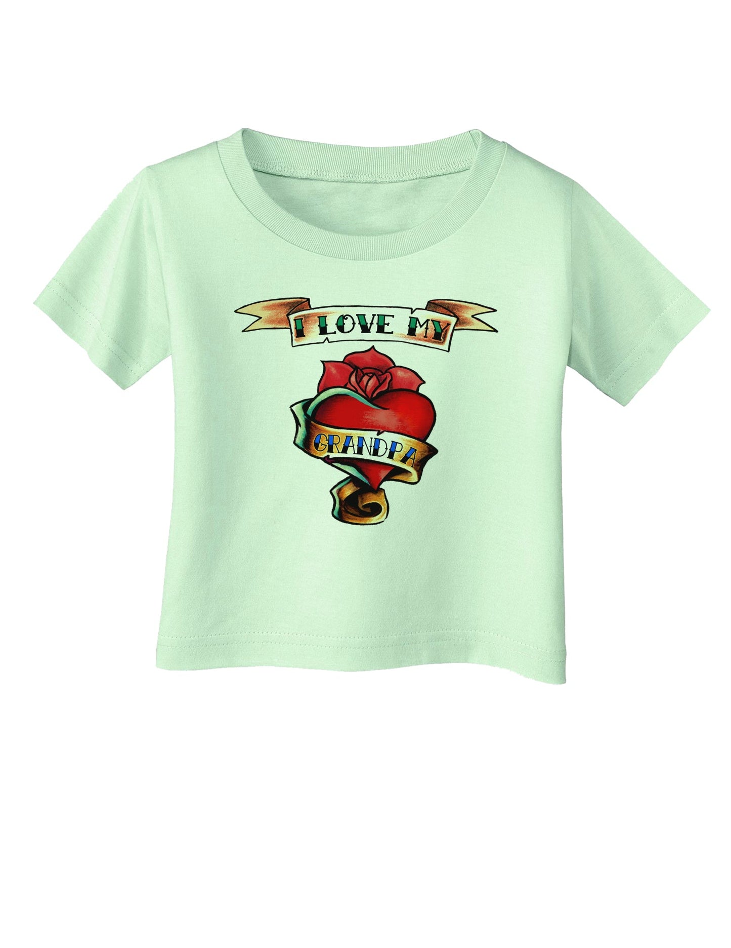 Tattoo Heart I Love My Grandpa Infant T-Shirt-Infant T-Shirt-TooLoud-Light-Green-06-Months-Davson Sales