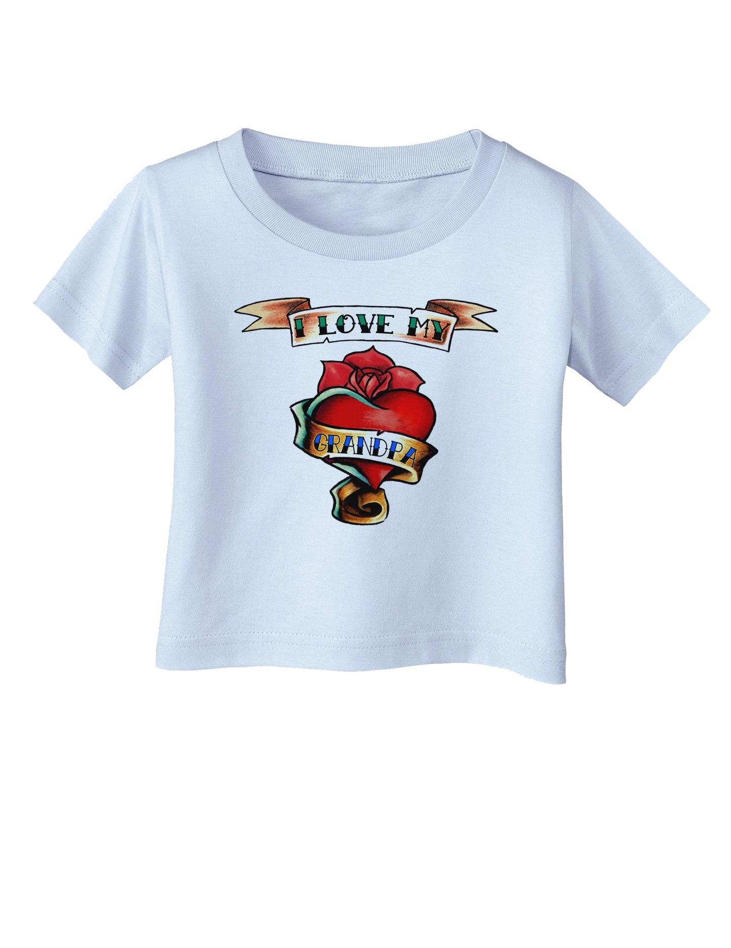 Tattoo Heart I Love My Grandpa Infant T-Shirt-Infant T-Shirt-TooLoud-Light-Blue-06-Months-Davson Sales