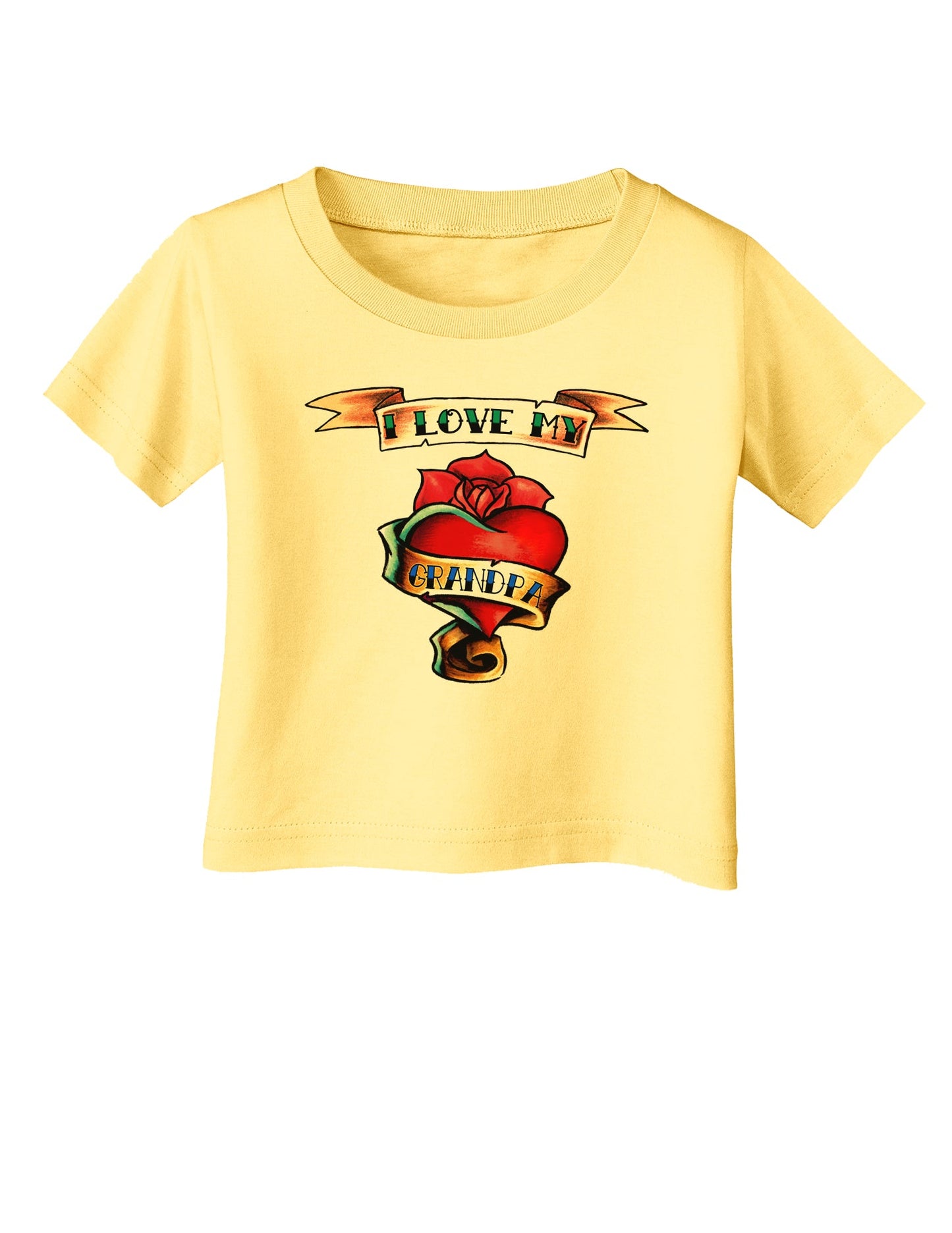 Tattoo Heart I Love My Grandpa Infant T-Shirt-Infant T-Shirt-TooLoud-Daffodil-Yellow-06-Months-Davson Sales