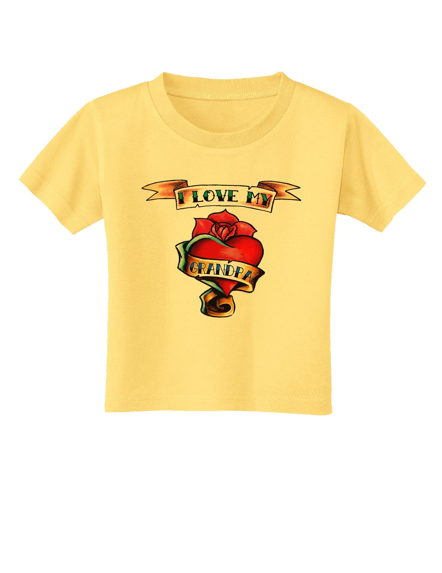 Tattoo Heart I Love My Grandpa Toddler T-Shirt-Toddler T-Shirt-TooLoud-Daffodil-Yellow-2T-Davson Sales