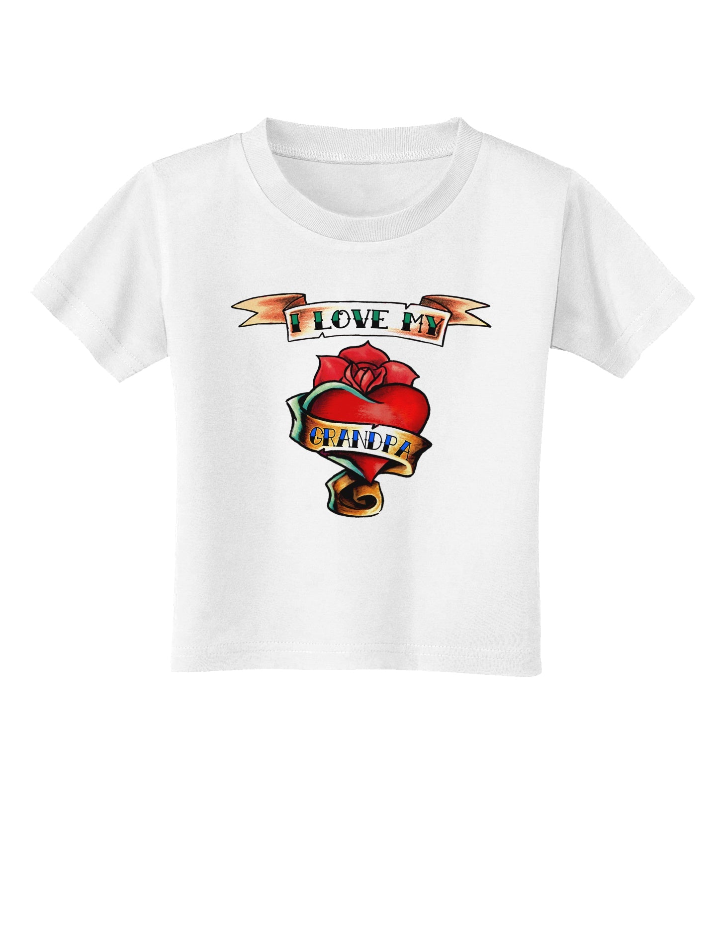 Tattoo Heart I Love My Grandpa Toddler T-Shirt-Toddler T-Shirt-TooLoud-White-2T-Davson Sales