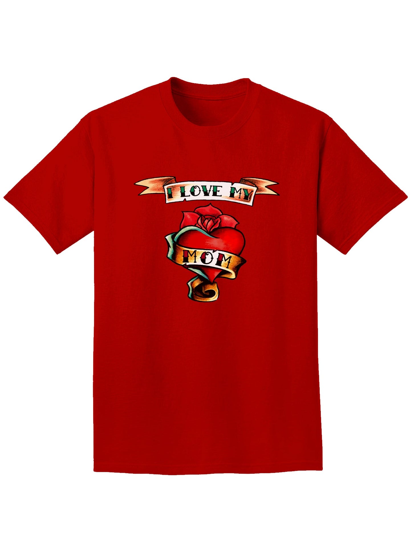 Tattoo Heart I Love My Mom Adult Dark T-Shirt-Mens T-Shirt-TooLoud-Red-Small-Davson Sales