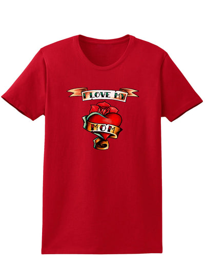 Tattoo Heart I Love My Mom Womens Dark T-Shirt-TooLoud-Red-X-Small-Davson Sales