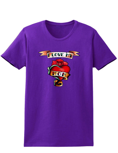 Tattoo Heart I Love My Mom Womens Dark T-Shirt-TooLoud-Purple-X-Small-Davson Sales