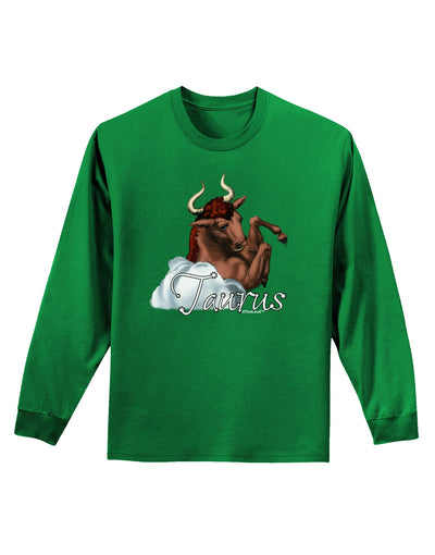 Taurus Color Illustration Adult Long Sleeve Dark T-Shirt-TooLoud-Kelly-Green-Small-Davson Sales