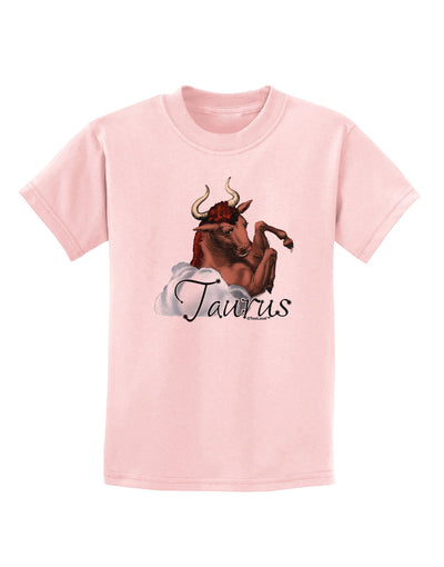 Taurus Color Illustration Childrens T-Shirt-Childrens T-Shirt-TooLoud-PalePink-X-Small-Davson Sales